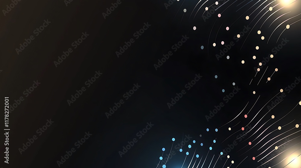 Poster abstract dark background with glowing lines and particles. (1)