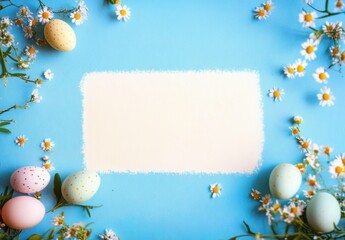 art Easter Spring border background with spring flowers