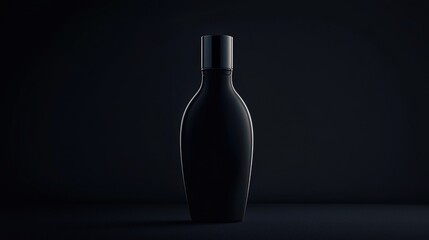 Black cosmetic bottle mockup on black background