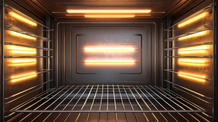 Interior of a modern oven with heating elements.