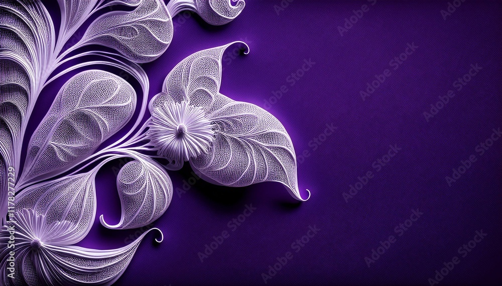 Poster white tellima creating delicate patterns against a deep purple background