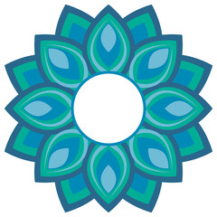 Vibrant Blue Circular Mandala Design with a Central White Space