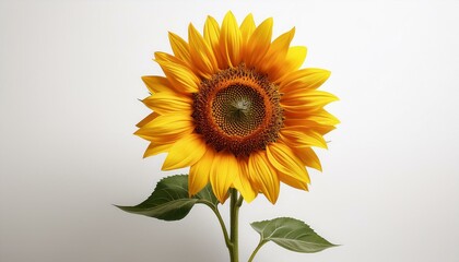 Obraz premium a sunflower standing proudly against a clear white background