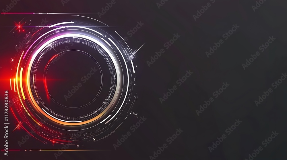 Poster abstract glowing circular technology interface.
