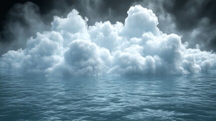 Obraz premium Enigmatic Cloudscape Over a Serene Sea: A Digital Masterpiece