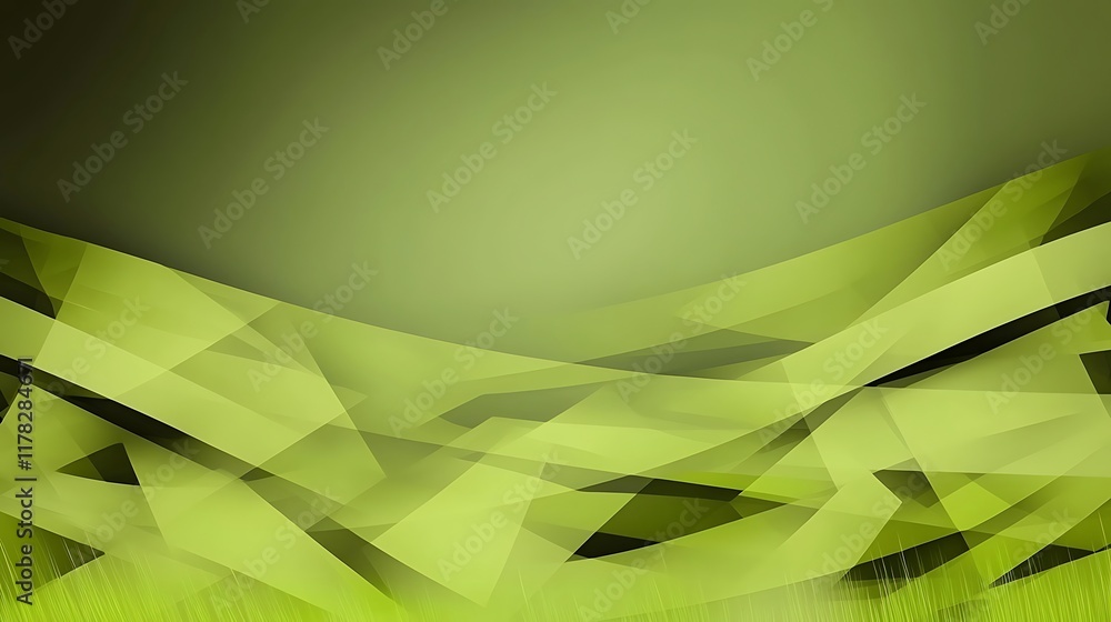 Poster abstract green wave background with grass texture at bottom.
