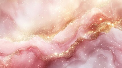 Obraz premium Abstract Pink and Gold Swirling Galaxy Design