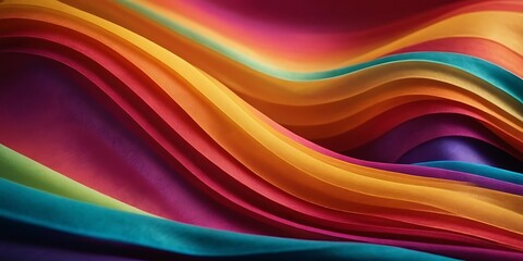 Muticolor Silk Background with Satin, Wavy Abstract, Copy Space