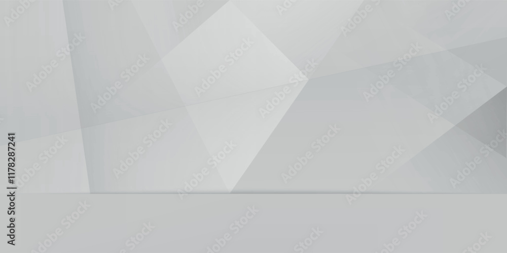 Poster soft light white abstract stage in elegant futuristic geometric style with simple lines and corners,