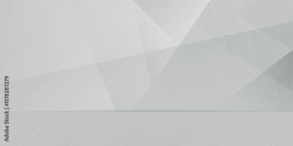 Poster soft light white abstract stage in elegant futuristic geometric style with simple lines and corners,