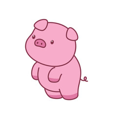 Cute, adorable pig animal character illustration
