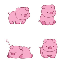 Cute, adorable pig animal character illustration