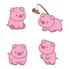 Cute, adorable pig animal character illustration