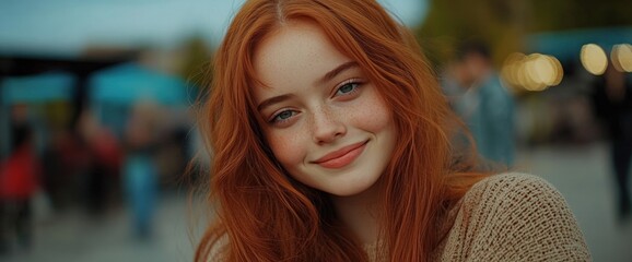 Fototapeta premium Portrait of a Smiling Redhead Woman