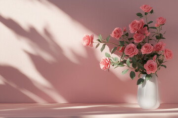 Naklejka premium Beautiful roses foral flowers for happy valentine's day concept. Generative Ai.