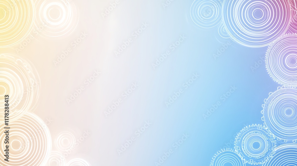 Poster abstract pastel background with concentric circles, soft gradient, and copy space.