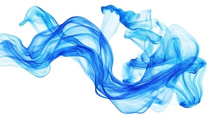 Obraz premium A blue-colored watercolor brush stroke, beautifully crafted with fluid, delicate strokes, isolated on a white background. Perfect for design projects, backgrounds, or artistic accents with a clean,