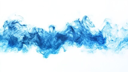 Fototapeta premium A blue-colored watercolor brush stroke, beautifully crafted with fluid, delicate strokes, isolated on a white background. Perfect for design projects, backgrounds, or artistic accents with a clean,