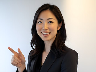 9正面から指差しビジネスウーマン　Gererated AI