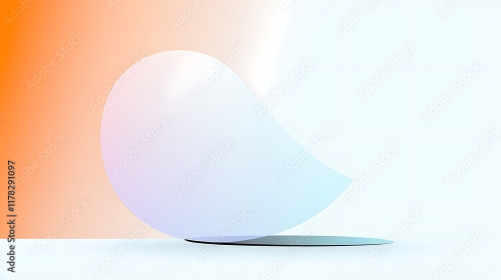 Aufkleber abstract pastel teardrop shape on a platform against a gradient background.