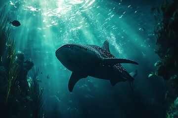 Naklejka premium Majestic Whale Shark Underwater