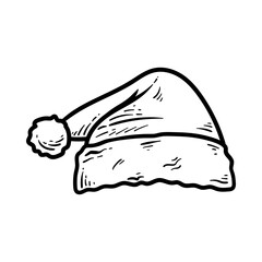 Christmas hat cartoon isolated drawing line art style sketch classic vintage design illustration