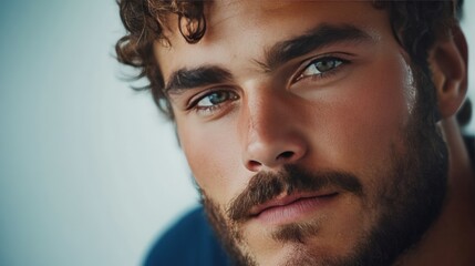Obraz premium Intense Gaze: A Close-Up Portrait of a Handsome Man with a Beard