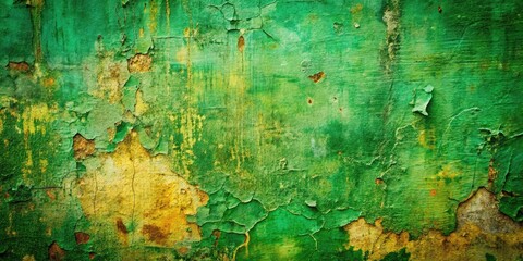 Green Distressed Hand-Printed Texture: Abstract Background, Grunge Design, Vintage Wallpaper