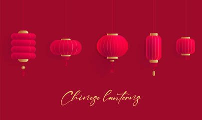 Chinese lantern elements collection festival celebration elements © jm