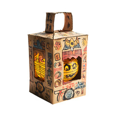 Cartoon Design Cereal Box Lantern Isolated on Transparent Background