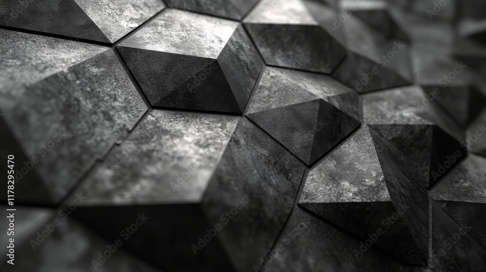 Poster abstract dark grey geometric hexagonal pattern background