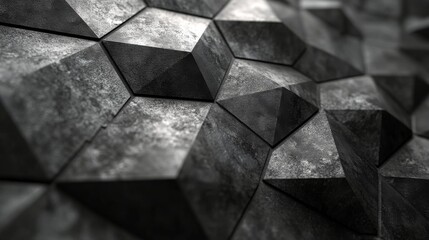 Abstract Dark Grey Geometric Hexagonal Pattern Background