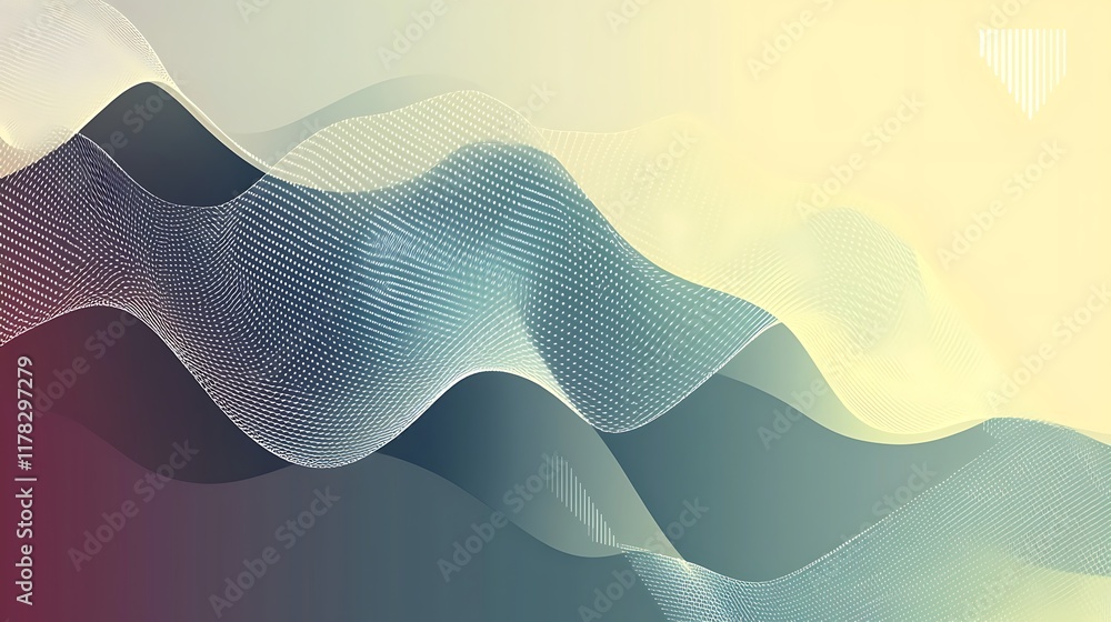 Poster abstract wave background with pastel color gradients and delicate lines.