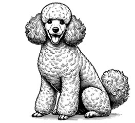 Hand drawn cute Poodle in full-body, vector sketch isolated on white background, SVG vector	