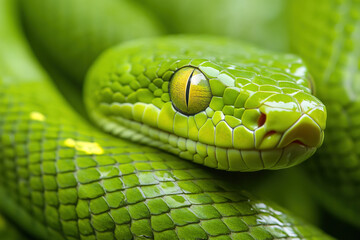 Fototapeta premium Green snake, close-up