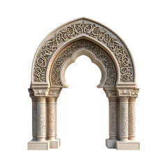 Laser Engraved Arch with Quranic Script Pattern Isolated on Transparent Background