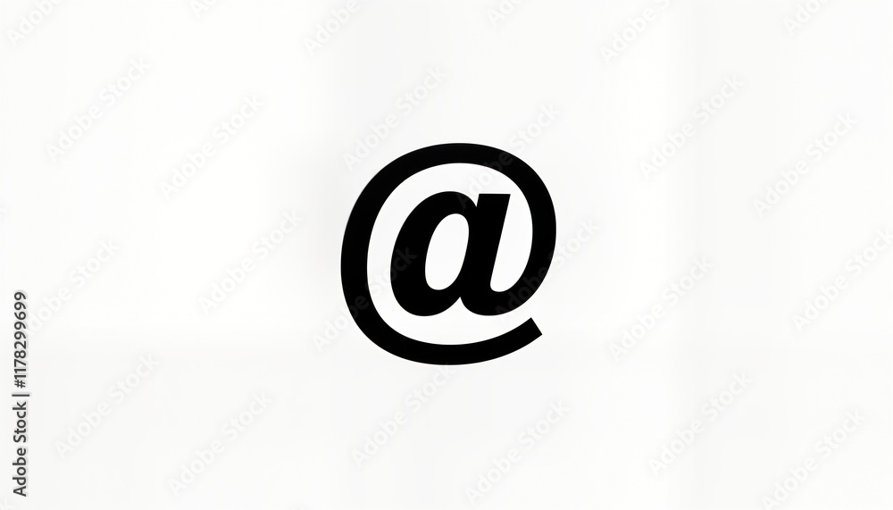 Poster simple black at symbol on white background. minimalist icon design for email communication. tech gra