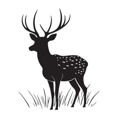 This is a beautiful and serene silhouette of a deer, captured in the tranquil backdrop of nature. Perfect for wildlife enthusiasts and art lovers alike.