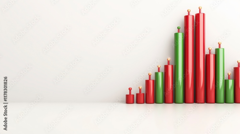 Poster colorful bar graph on a clean background representing growth and progress in business