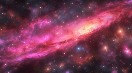 Fototapeta premium A vibrant celestial scene showcasing swirling pink and purple nebulae against a starry backdrop.