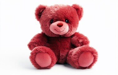 Photograph of a cute teddy bear toy, isolated on a white background, with ample space for text or design. The image is highly detailed and in sharp focus.
