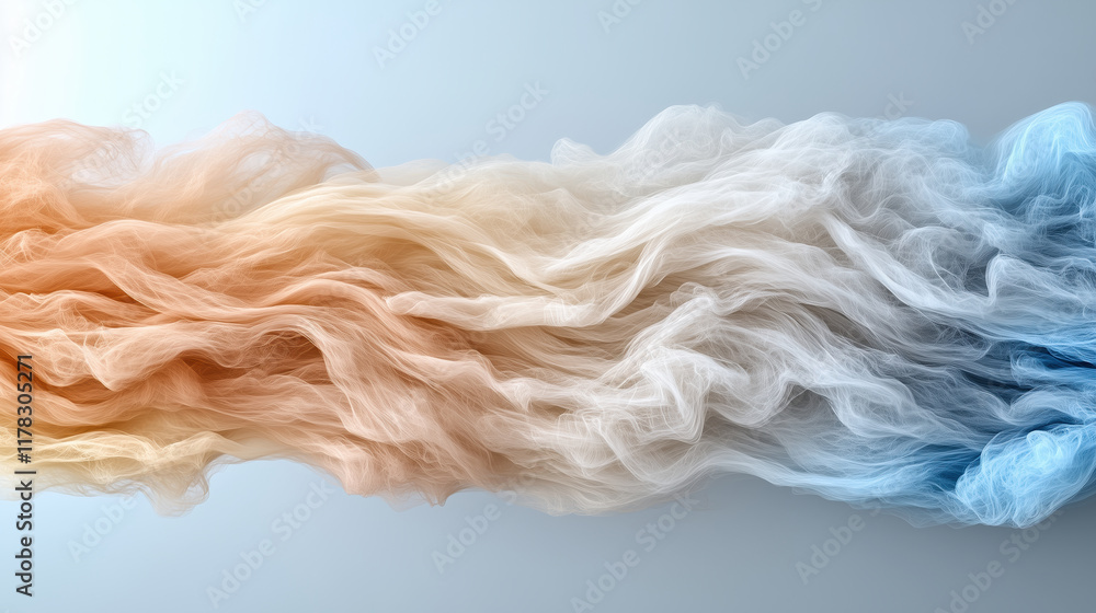 Poster flowing abstract smoke patterns in warm and cool tones create serene atmosphere