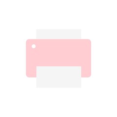 Pink Printer Icon Showing Paper Input and Output