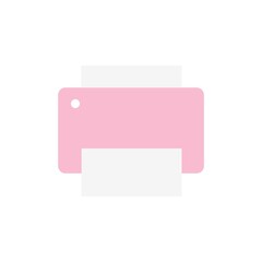 Pink Printer Icon Showing Paper Output