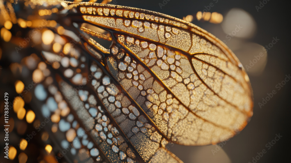 Aufkleber macro shot of mosquito wings, highlighting intricate patterns and textures. delicate structure showc