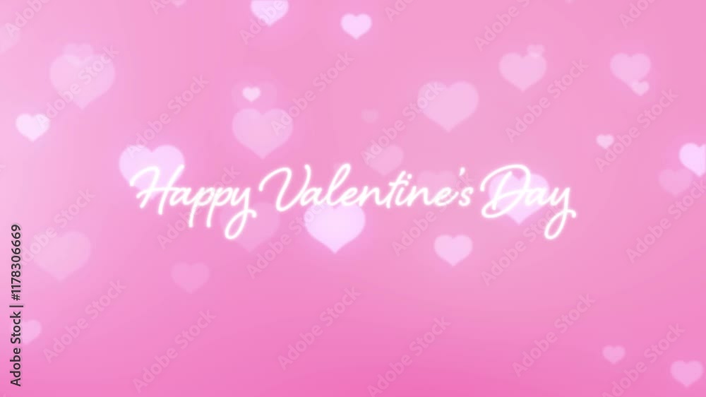 Wall mural Animated valentine background with heart bokeh particles and sparkling stars