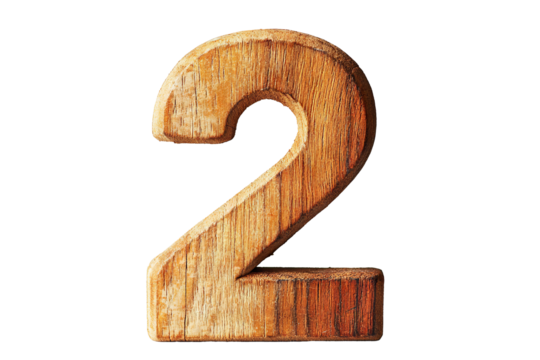 wood number 2. isolated wood number two