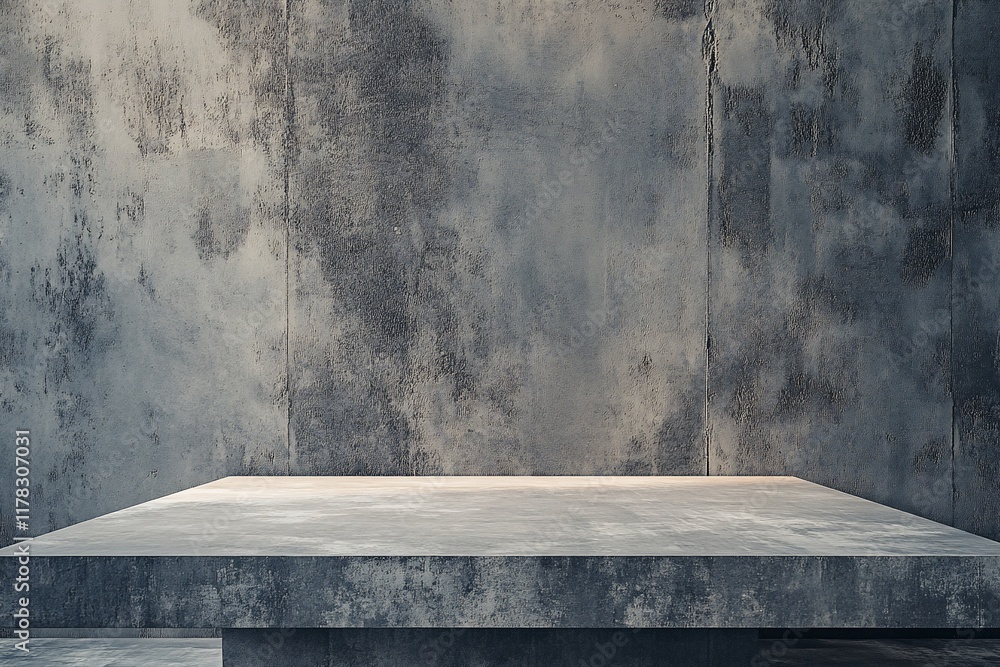 Poster empty concrete platform against a textured wall.