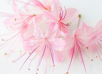 Pink mascara like winter flowers in the house, delicate petals of pink flowers on a white background, close-up of an elegant winter flower, bright pink professional photography, photo for stock photog