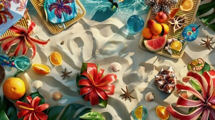 view of shells on the beach decorated with sunlight